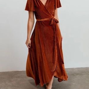 Baltic Born Andi ribbed velvet wrap dress